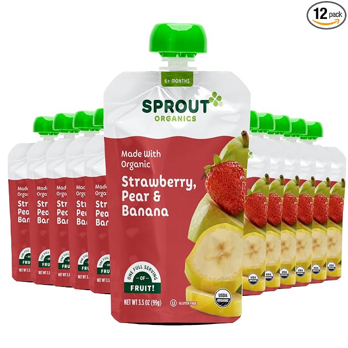Sprout Strawberry Pear Banana Organic Baby Food 3.5 oz Pack of 12 by SproutOrganics