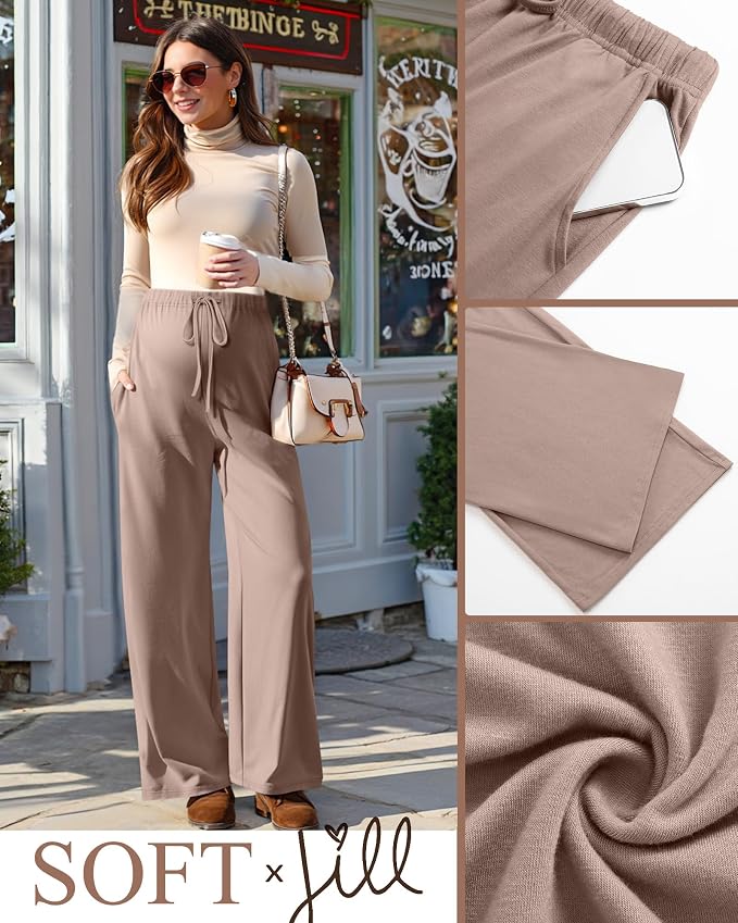 3 Pack Maternity Pants for Women Over The Belly Lounge Work Pregnancy Pants - Image 4