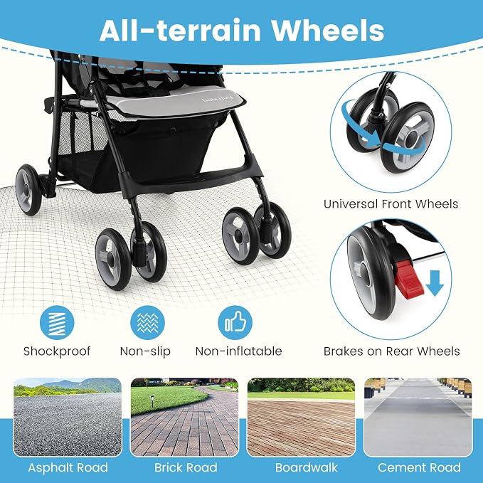 Baby Joy Lightweight Stroller, Compact Toddler Travel Stroller - Image 3
