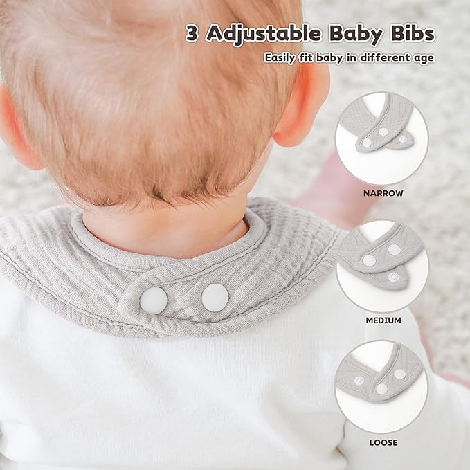 Susurration Muslin Baby Drool Bibs 10Pack Soft Square Adjustable Bandana Bibs - Image 6