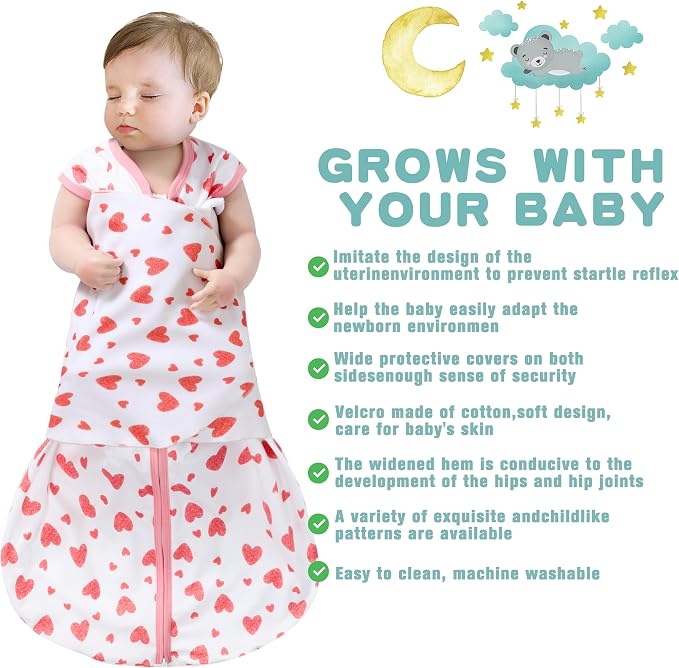 Newborn Sleep Sack Baby Swaddle, Swaddle me 6-12 Month, 3-Way Adjustable - Image 2