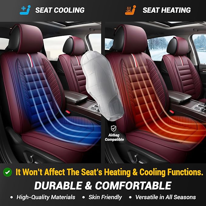 OASIS AUTO Car Seat Covers Premium Waterproof Faux Leather Cushion Universal - Image 4