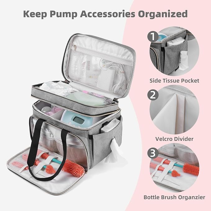 Breast Pump Bag Fits for Spectra S1 and S2, Double Deck Pumping Bag - Image 2