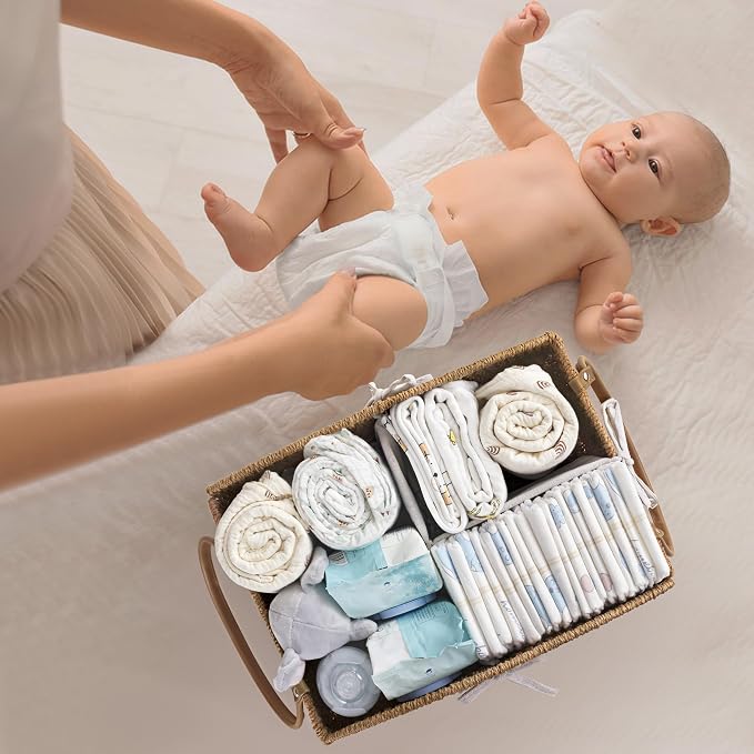 HBlife Diaper Caddy Organizer, Large Hand-Woven Storage Basket - Image 5