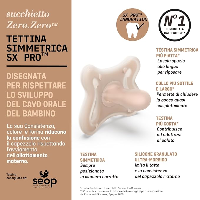 Suavinex Zero Zero Silicone Baby Pacifier w/SX Pro Physiological Pacifier Nipple - Image 4