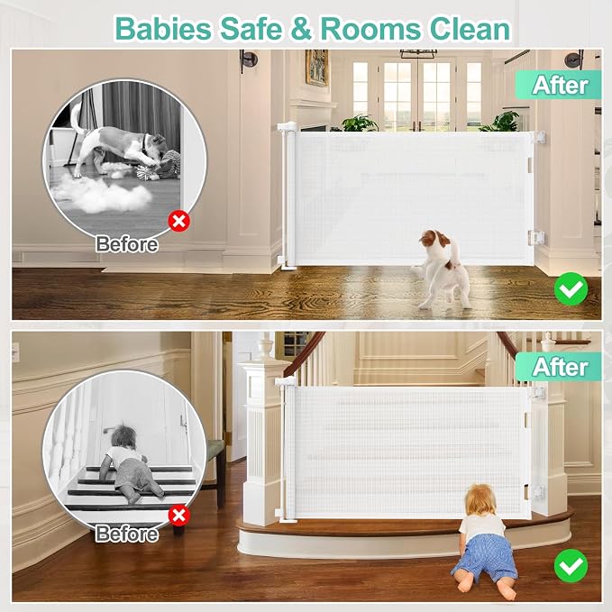 55 inch Retractable Baby Gates, EZIGO Extra Wide Baby Gate - Image 4