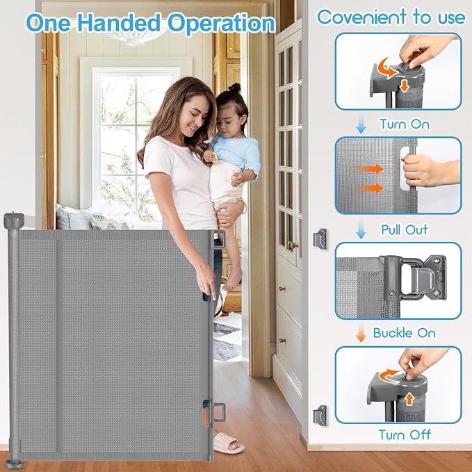 Upgrade 150 inch Retractable Baby Gates, EZIGO Extra Wide Baby Gate - Image 5