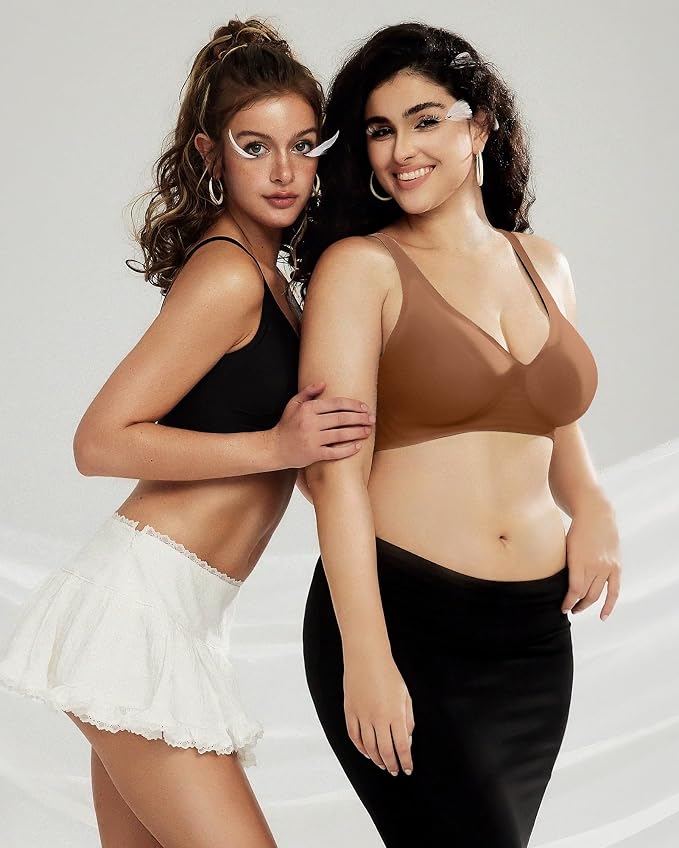 OEAK Womens Deep V Bras Wireless Comfortable Bra Supportive No Underwire Bras - Image 7