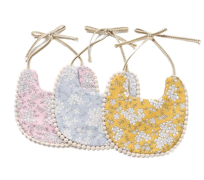 GZMM Baby Bib for Girls, Reversible Waterproof Handmade Natural Cotton Baby by GZMM