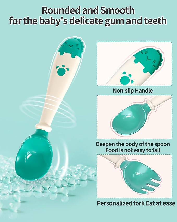 Deejoy Toddler Utensils with Travel Safe Case, Silicone Baby Spoons and Fork Set - Image 2