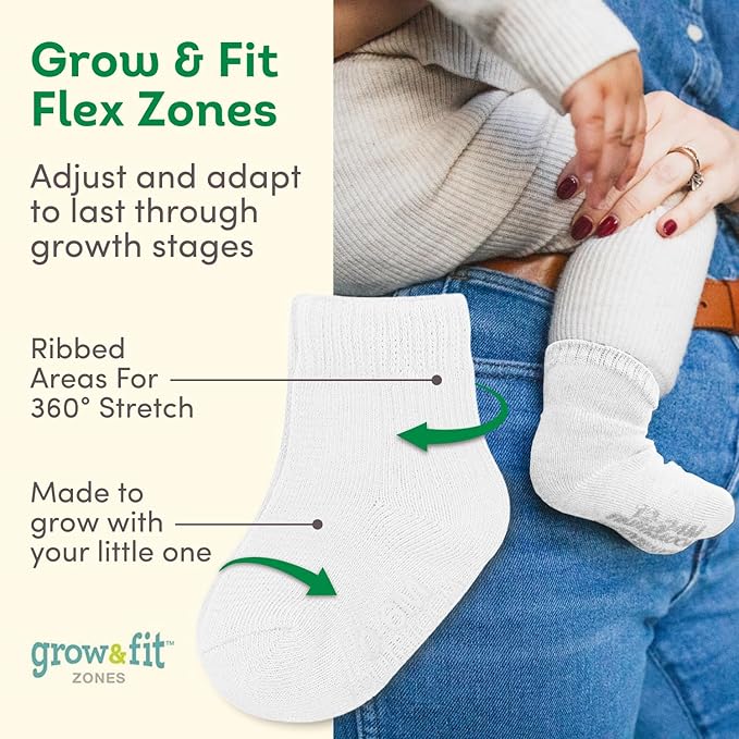 Fruit of the Loom Baby 14-Pack Grow & Fit Flex Zones Cotton Stretch Socks - Image 3