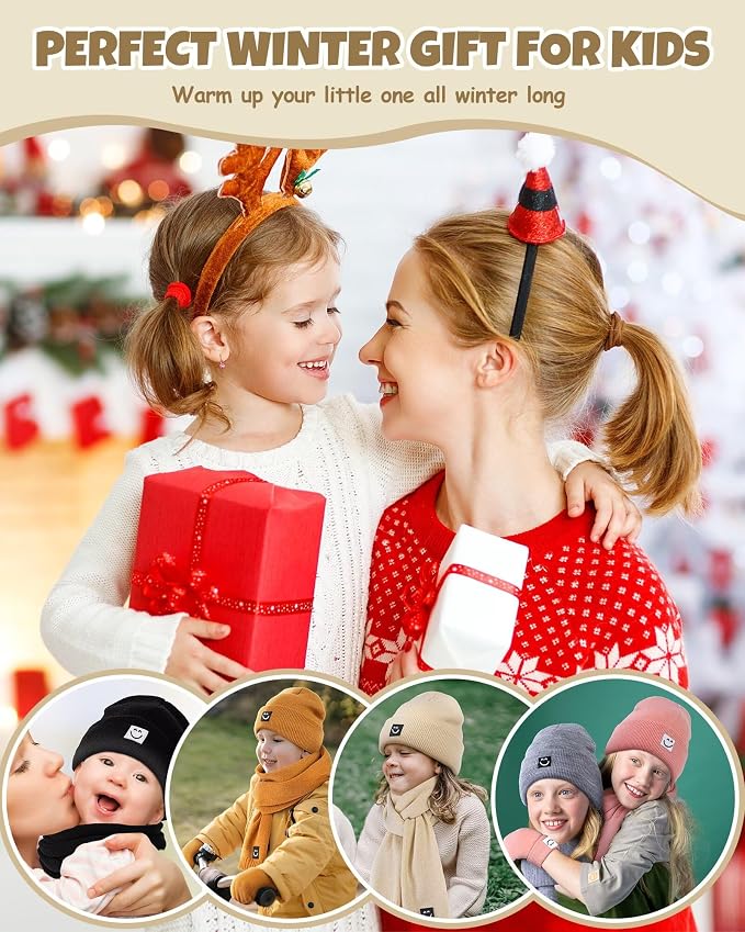 Baby Beanie Mittens Scarf Set, Toddler Kids Winter Hat and Thermal Gloves Neck - Image 7
