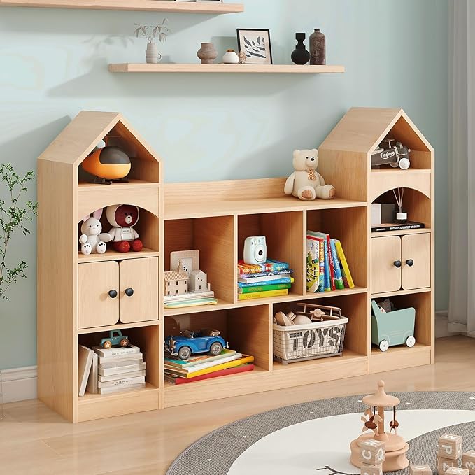 Vabches Kids Bookcase and Toy Storage Organizer, Children Bookshelf, Castle by Vabches