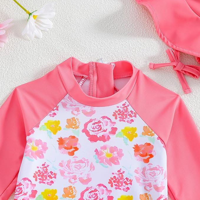 WOLBAY Baby Girl Swimsuit Long Sleeve One Piece Rash Guard - Image 4