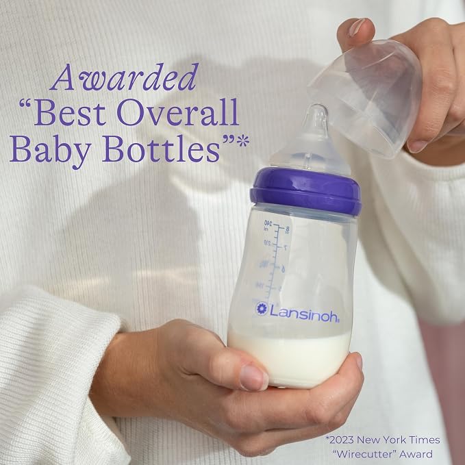 Lansinoh NaturalWave Fast Flow Nipples + 8 oz Anti-Colic Baby Bottles - Image 3