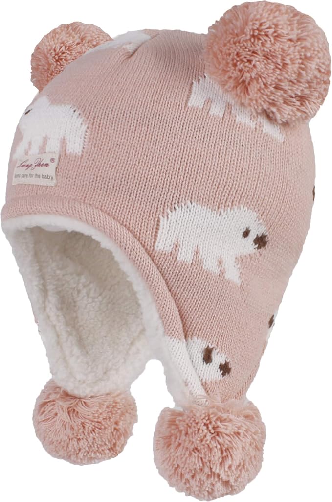 LANGZHEN Toddler Kids Infant Winter Hat, Earflap Knit Warm Cap Fleece Lined - Image 2