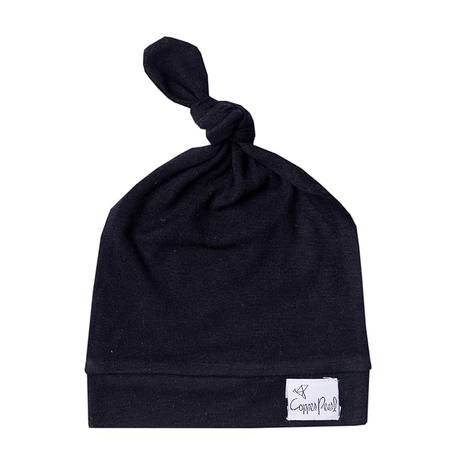 Copper Pearl Baby Beanie Hat Top Knot Stretchy Sof Midnight by CopperPearl