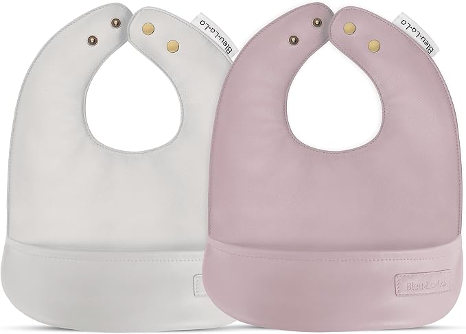Vegan Leather Easy Clean Baby Bibs by BleuLaLa