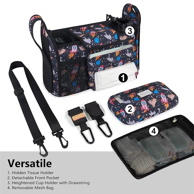 TOPDesign Universal Baby Stroller Organizer, Stroller Caddy - Image 2