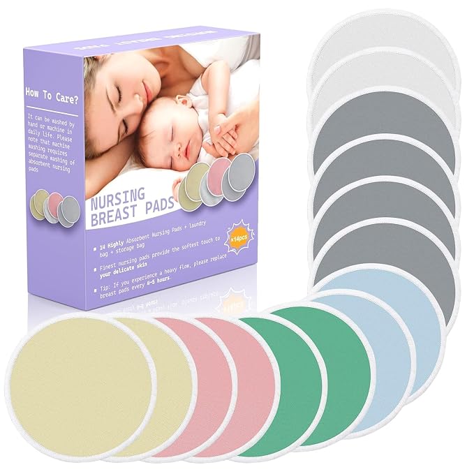 14 PCS Reusable Breast Pads for Breastfeeding – Washable Nursing Pads, Reusable by Homekitchen
