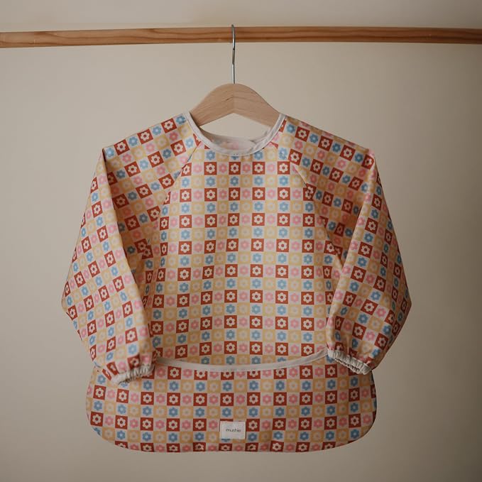 mushie Long Sleeve Baby Bib | Water Resistant Adjustable Fit - Image 2