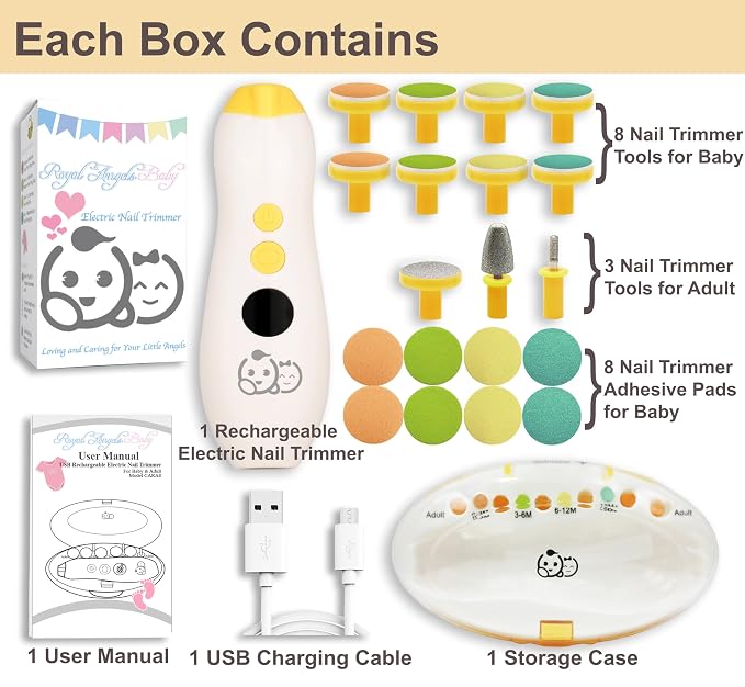Rechargeable 22 in 1 Baby Nail Trimmer, Usage Labeled Case, 13 Extra - Image 5