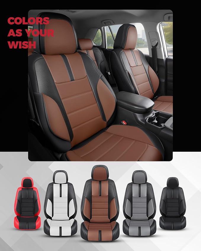 FREESOO Black Brown Car Seat Covers Full Set - Image 8