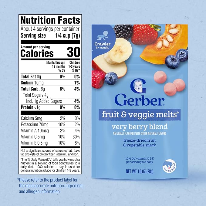 Gerber Stage 3 Baby Food Snacks, Very Berry Fruit and Veggie Melts, Baby Led - Image 2
