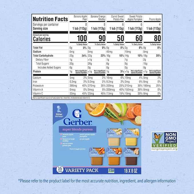 Gerber Stage 2 Baby Food, Super Blends Puree Tubs, No Added Colors or Flavors - Image 2