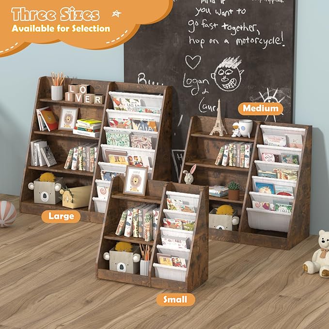 Kids Bookshelf for Bedroom Toddler Children Baby Bookcase 3-Tier for Nursery - Image 7