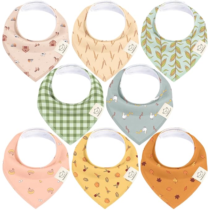 8-Pack Organic Baby Bandana Bibs by KeaBabies