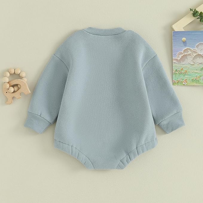 VISGOGO Newborn Infant Baby Boy Girls Oversized Romper Little Dude Sweater - Image 4