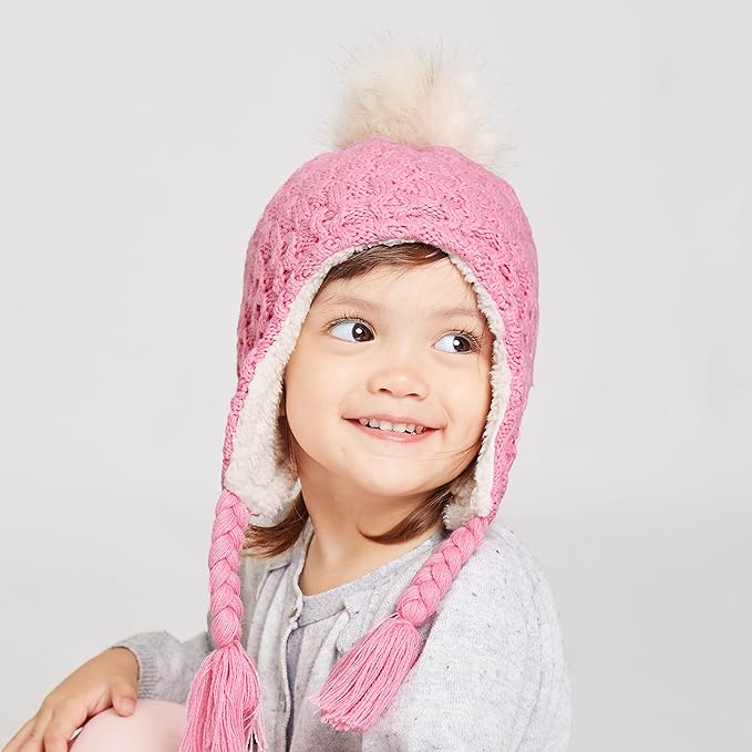 LANGZHEN Toddler Kids Infant Winter Hat, Earflap Knit Warm Cap Fleece Lined - Image 5
