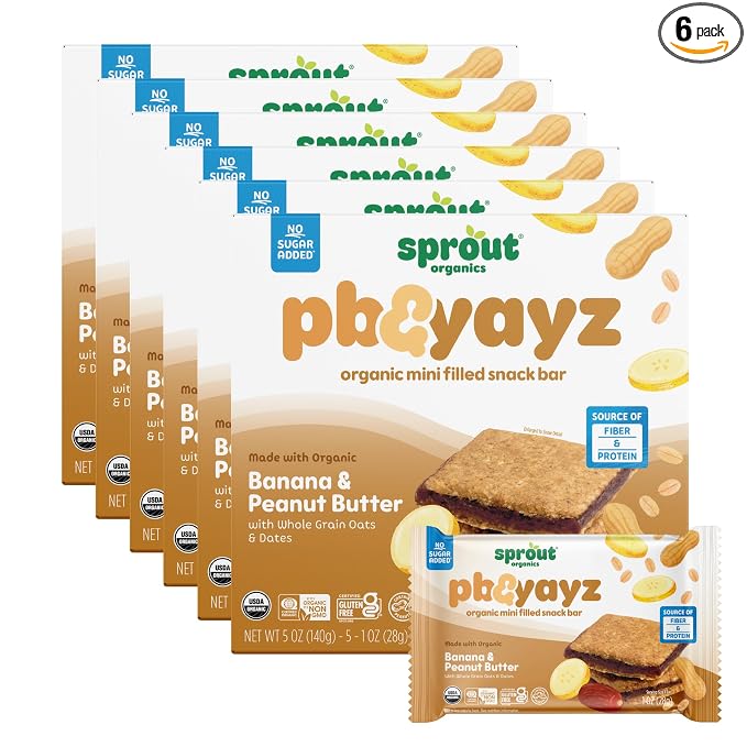 Sprout Organics, PB & Yayz Toddler Snack Bars, Peanut Butter & Banana, 30 Bars by SproutOrganics