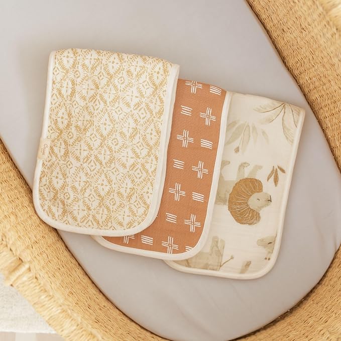 Crane Baby Muslin Baby Burp Cloths Set of 3, Safari Animal Print, 100% Cotton - Image 7