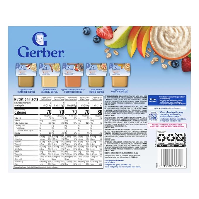 Gerber Stage 2 Baby Food, Baby Fruit And Cereal Tubs Variety Pack, Iron Helps - Image 9