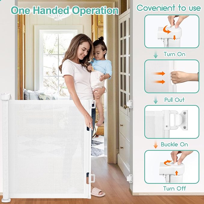 71 inch Retractable Baby Gates, EZIGO Extra Wide Baby Gate - Image 5