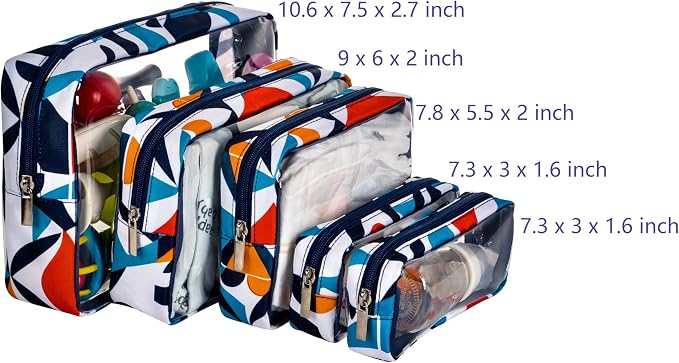 TSA Approved 5-Piece Diaper Bag Organizer Pouch Set Clear Waterproof TPU Kids - Image 2