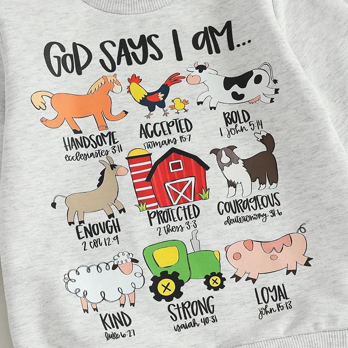 Nyapruwe Toddler Baby Boy Fall Outfit Funny Print Long Sleeve Sweatshirt - Image 5