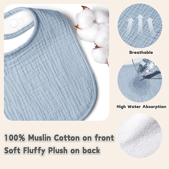 Susurration Muslin Baby Drool Bibs 10Pack Soft Square Adjustable Bandana Bibs - Image 4