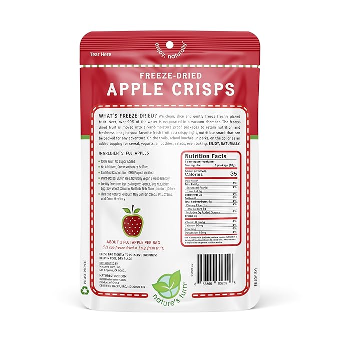 Nature’s Turn Freeze-Dried Apple Crisps – Healthy, Gluten-Free, Crispy & - Image 2