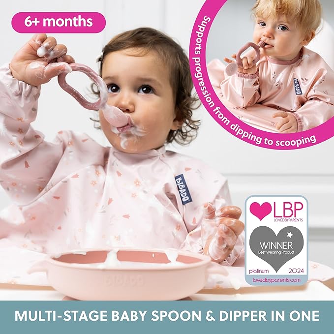 Bibado - Dippit Baby Spoon and Dipper, Blush - Soft, Chewable Dipper & Deep - Image 2