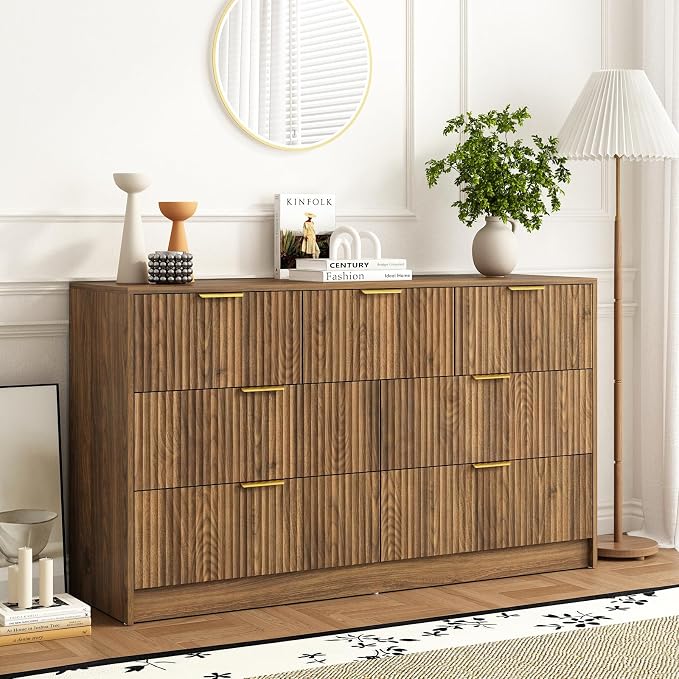 7 Drawers Dresser for Bedroom，55" Wide Fluted Dresser by Provideyouwithbestproduct%EF%BC%81