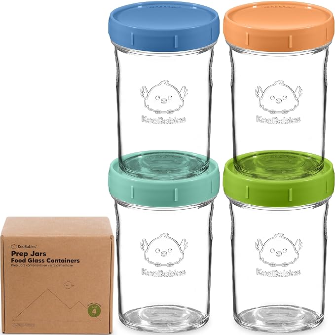 KeaBabies 4pk 8oz Glass Baby Food Containers by KeaBabies
