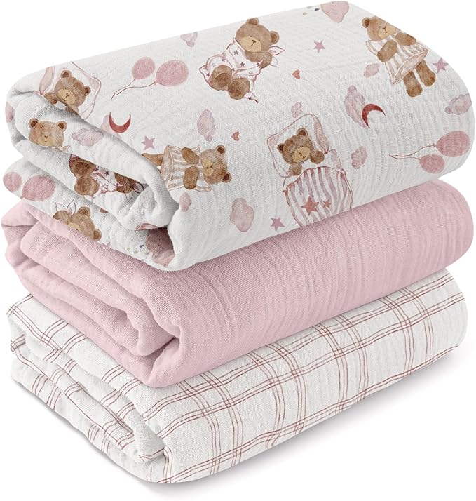 GLLQUEN BABY Muslin Swaddle Blankets, Baby Swaddle Blanket Unisex, Little Bear by GLLQUENBABY