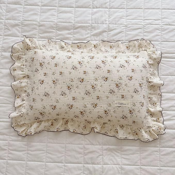 BuLuTu Floral Toddler Pillow Cases Cotton Muslin Cotton Pillowcases - Image 4