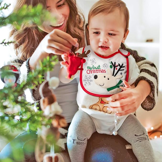 3Pcs Christmas Baby Cotton Bibs - Image 6