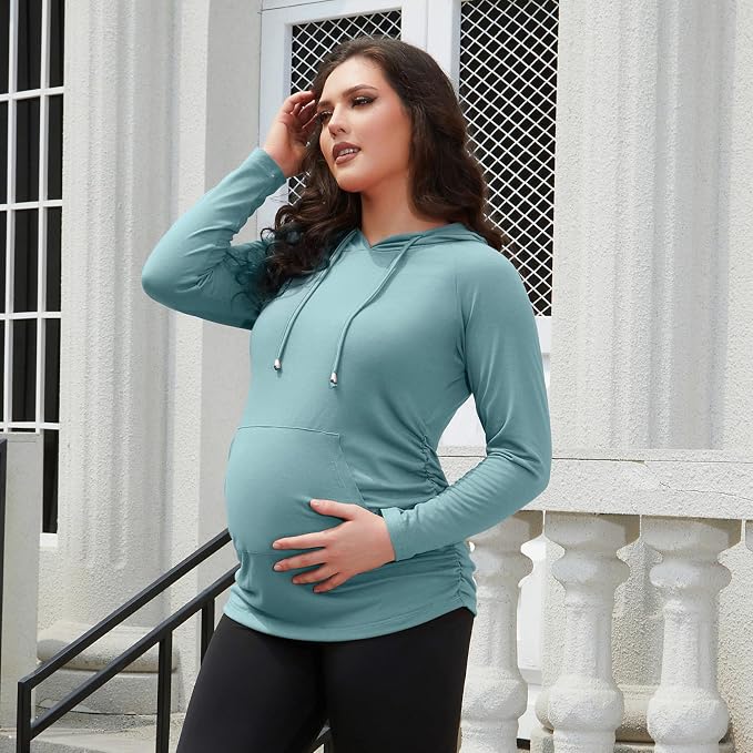 GINKANA Maternity Hoodie Long Sleeves Shirts Casual Maternity Top Pregnancy - Image 2