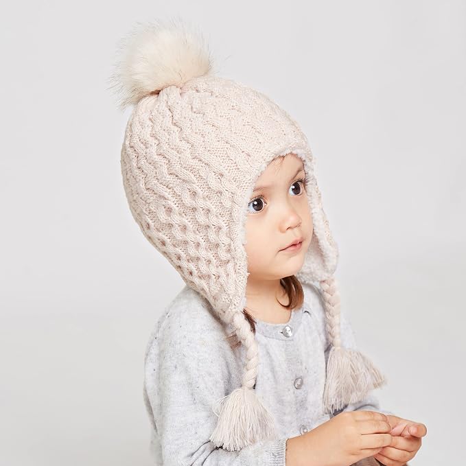 LANGZHEN Toddler Kids Infant Winter Hat, Earflap Knit Warm Cap Fleece Lined - Image 5