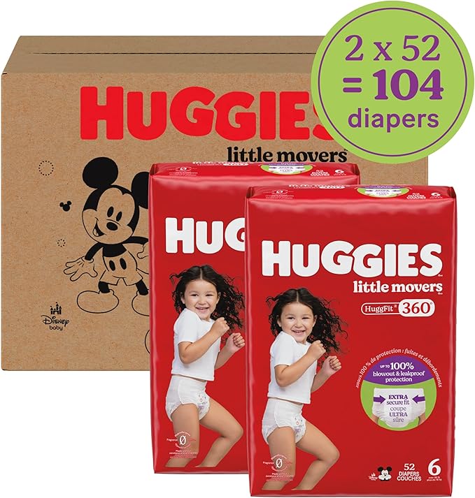 Huggies Size 6 Baby Diapers, Little Movers HuggFit 360° Baby Diapers - Image 2